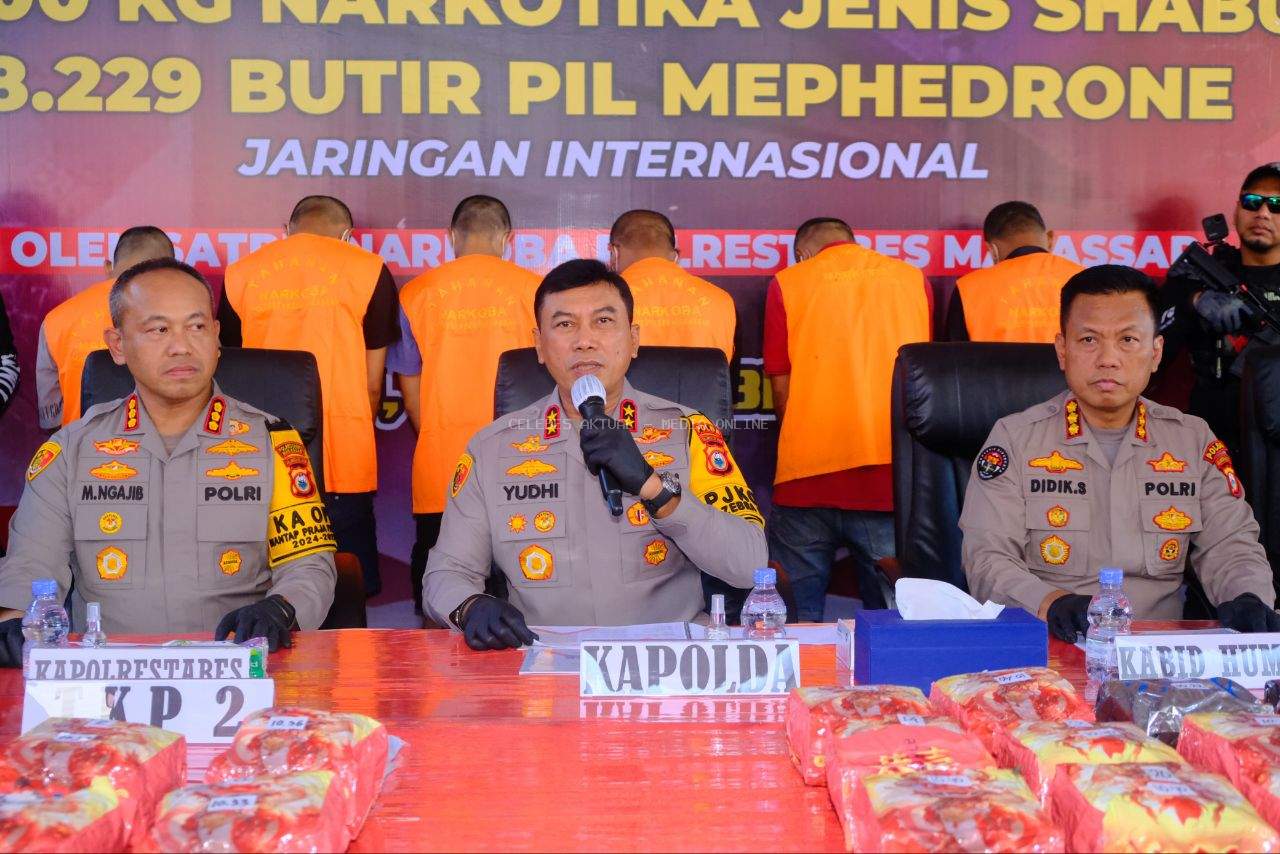 Kapolda Sulsel Pimpin Press Release Pengungkapan Kasus Narkoba 29 Kg dan Kasus Curanmor