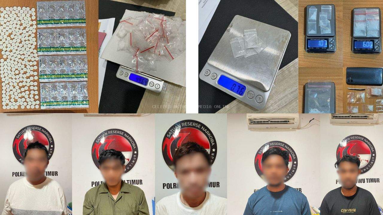 Polisi Bongkar Empat Jaringan Narkoba di Luwu Timur, Sita 55 Gram Sabu dan 287 Obat Terlarang
