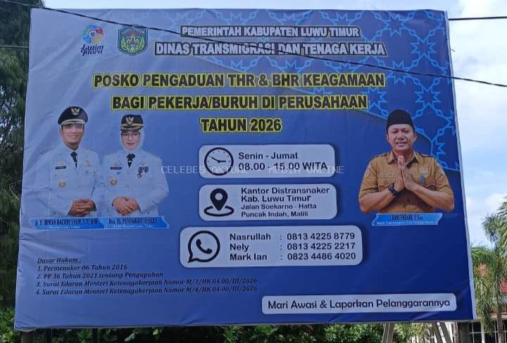Pemkab Lutim Buka Posko Pengaduan THR dan BHR Keagamaan 2026, Pekerja Didorong Manfaatkan Layanan