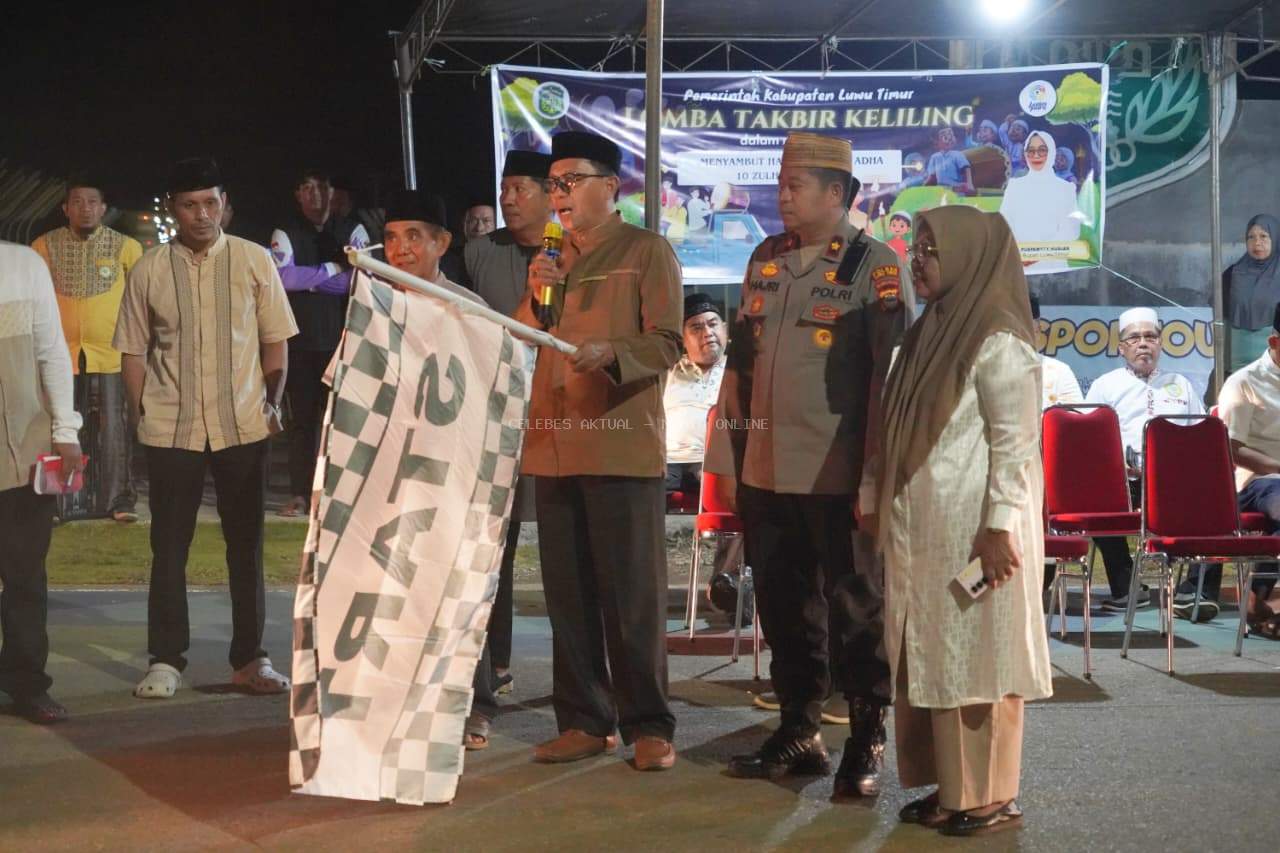 Gemuruh Takbir Warnai Malam Idul Adha di Malili, Sekda Lutim Lepas Peserta Takbir Keliling